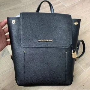 Michael Kors Hayes Medium Backpack Black Michael Kors Hayes Black Pebbled Leather Backpack | eBay main image 2